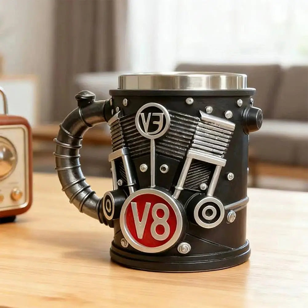 2025 V6 V8 Makeup Creative Resin Stainless Steel Water Cup Personalized Wine Cup Gift Decoration Coffee Mug Cool Idea