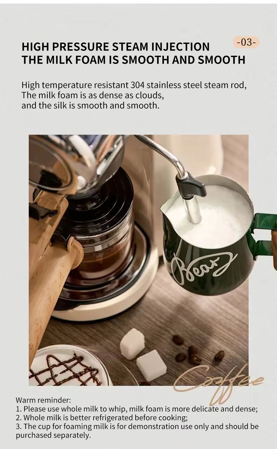 Espresso Coffee Machine with Steam Milk Frother, Semi-Automatic Coffee Maker 240ml 800W for Home Cappuccino Latte