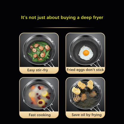 Deep Fryer Pot Cookware Japanese Tempura Fryer Pan Stainless Steel Saucepan for French Fries Sauce Chicken Dried Fish Warm Milk
