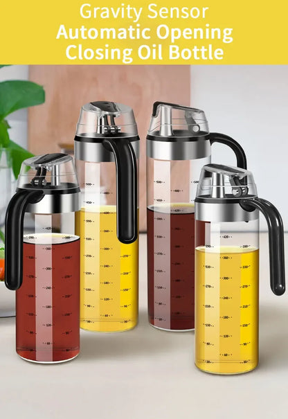 1/2pcs Transparent Glass Olive Oil Dispenser Refillable with Anti-drip Cover Soy Sauce Vinegar Oil Bottle Kitchen Accessories