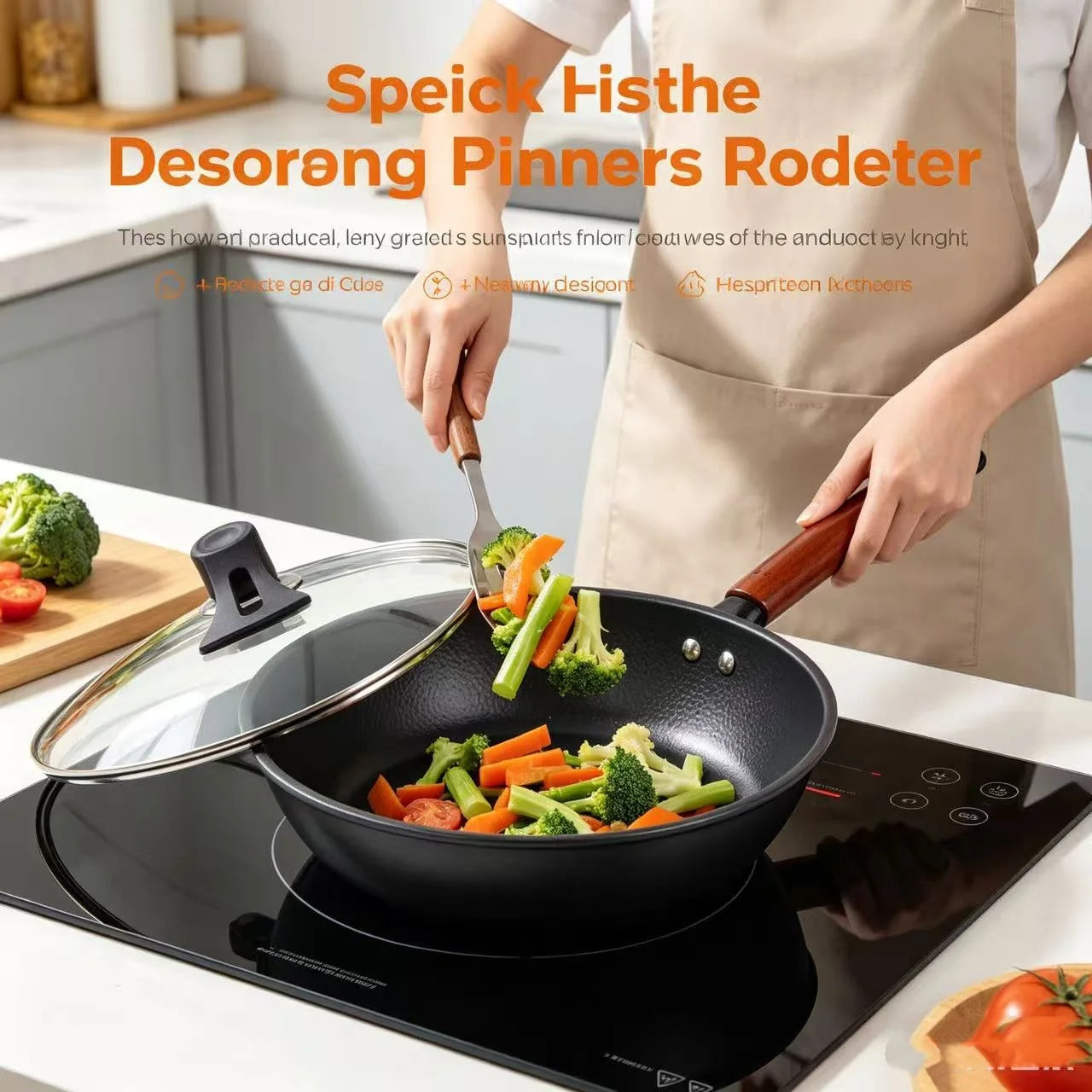 28cm Non-Stick Frying Pan with Lid, Premium Steak Skillet, Multipurpose Egg & Pancake Pan, Compatible with Induction and Gas Stoves