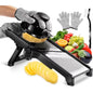 Stainless Steel Mandoline Slicer with 5 Blades & Holder - Safe Hand Guard Food Chopper for Vegetable Fruit, Easy Clean
