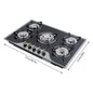 5 Burner Built-in Gas Cooktop Glass Top 3KW Dual Ring High Power Energy Saving 63% Efficiency LPG Natural Gas Stove