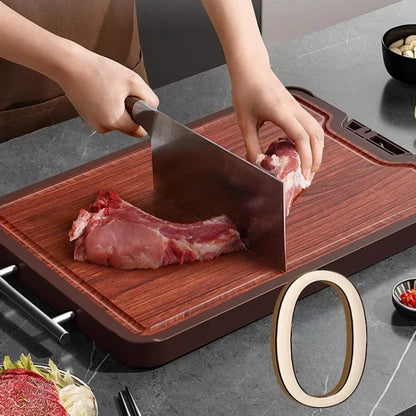 Double-Sided Antibacterial Cutting Board Mold Resistant PP Material Ebony & 316 Stainless Steel Chopping Block for Kitchen