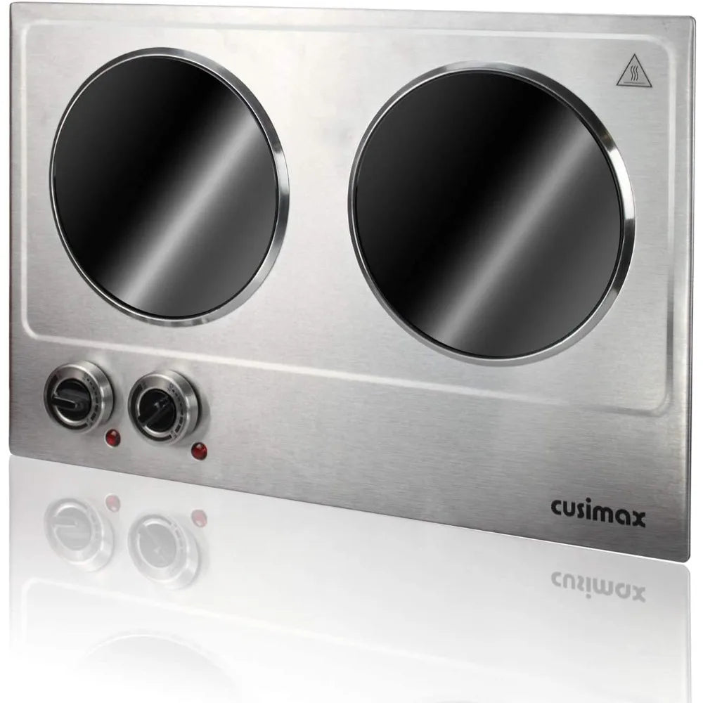 CUSIMAX 1800W Electric Hot Plate for Cooking Dual Control Infrared Cooktop Double Burner Ceramic Stove Top