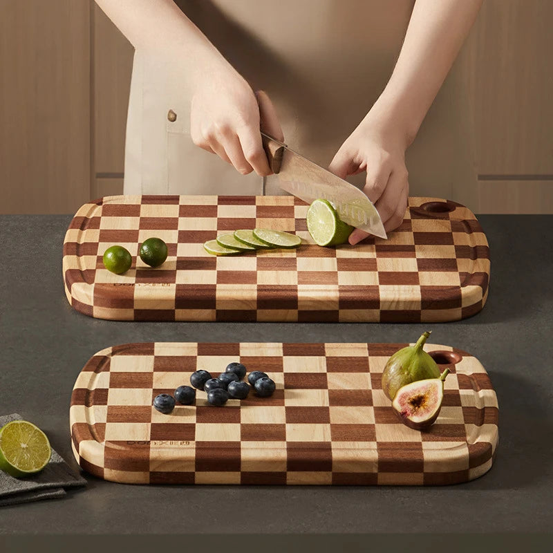 Creative checkerboard grid Cutting board household mosaic chopping board kitchen auxiliary food board fruit solid wood case plat