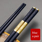 1 Pair Metal Chinese Chopsticks Reusable Square Food Chopsitcks Light Luxury Alloy Chopsticks Hotel Restaurant Alloy Tableware