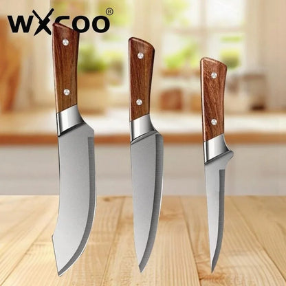 WXCOO Kitchen Knife Japanese Meat Cutting Knife Cleaver Butcher Knife Pork Boning Knife Shaving Knives with Cover