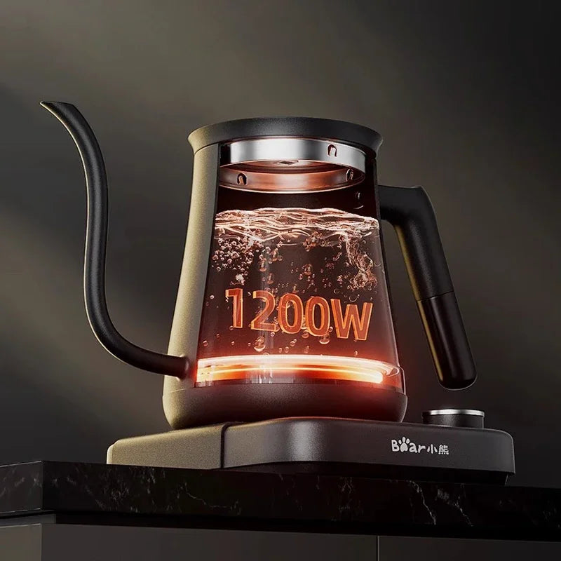 Bear Gooseneck Kettle Stainless Steel Household Electric Kettle Hand Brewed Coffee Kettle Fine Spout Teapot