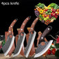 WXCOO 1~4pcs Kitchen Knife Set Stainless Steel Handmade Forged Meat Cleaver Boning Fruit Slicing Butcher Knife Cutting Board