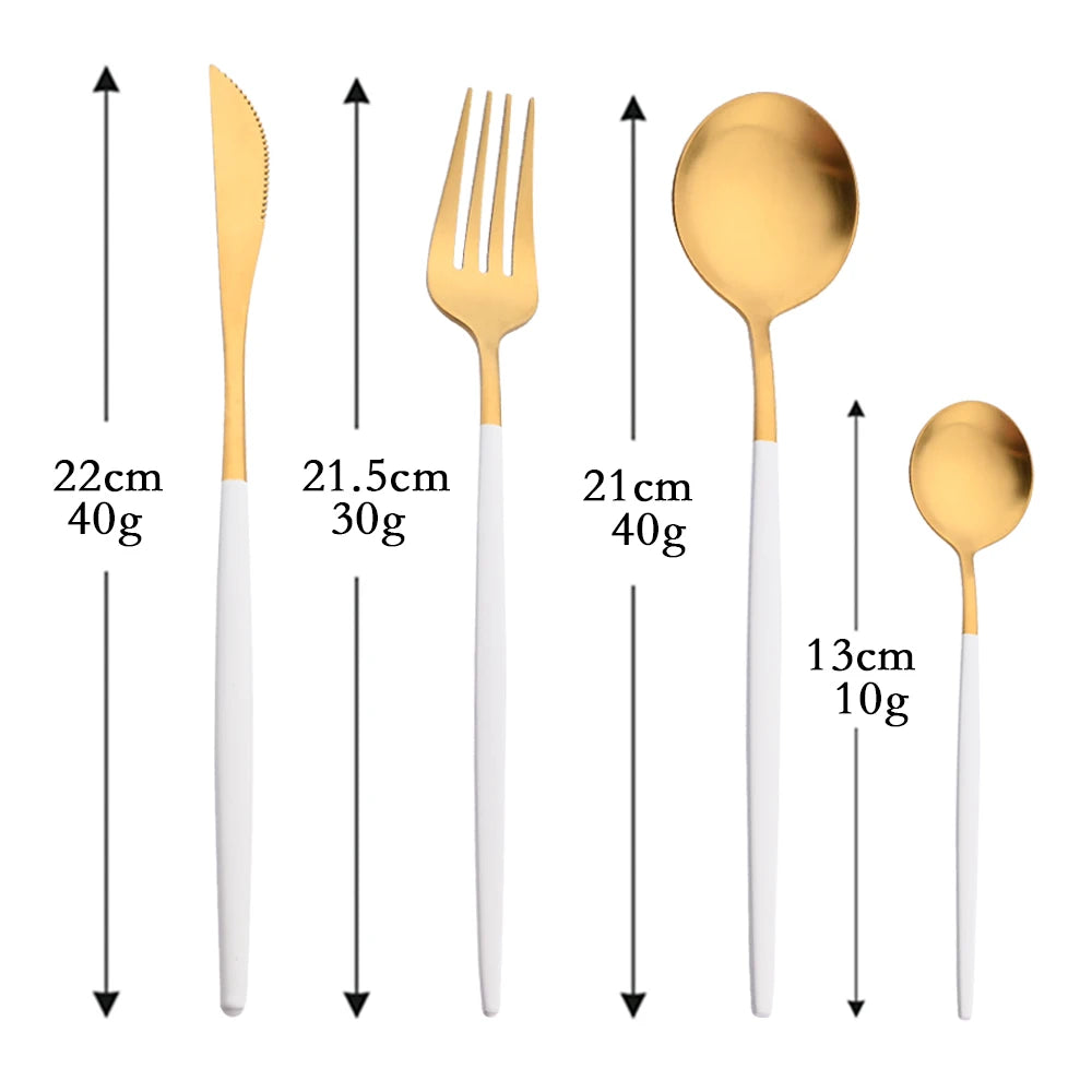4Pcs black Gold Matte Cutlery Set Stainless Steel Dinnerware Silverware Flatware Set Home Knife Fork Spoon Picnic Tableware Set