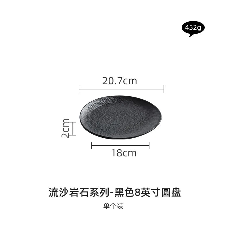 Black and white ceramic tableware, plates, plates, household eating bowls, soup bowls, high-end luxury Japanese tableware sets.