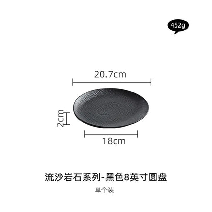 Black and white ceramic tableware, plates, plates, household eating bowls, soup bowls, high-end luxury Japanese tableware sets.