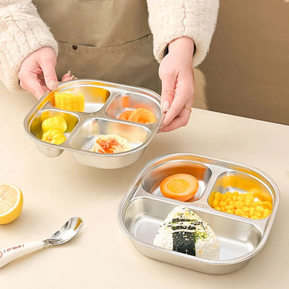 WORTHBUY Capybara 3/4 Grids Food Plate Dishes 304 Stainless Steel Divided Dinning Plates Salad Plate Tableware Dishwasher Safe