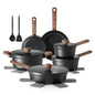 Nonstick Pots and Pans Set 17pcs Healthy Induction Cookware Set Kitchen Cooking Set with Skillets Saucepans Stay-cool Handles D