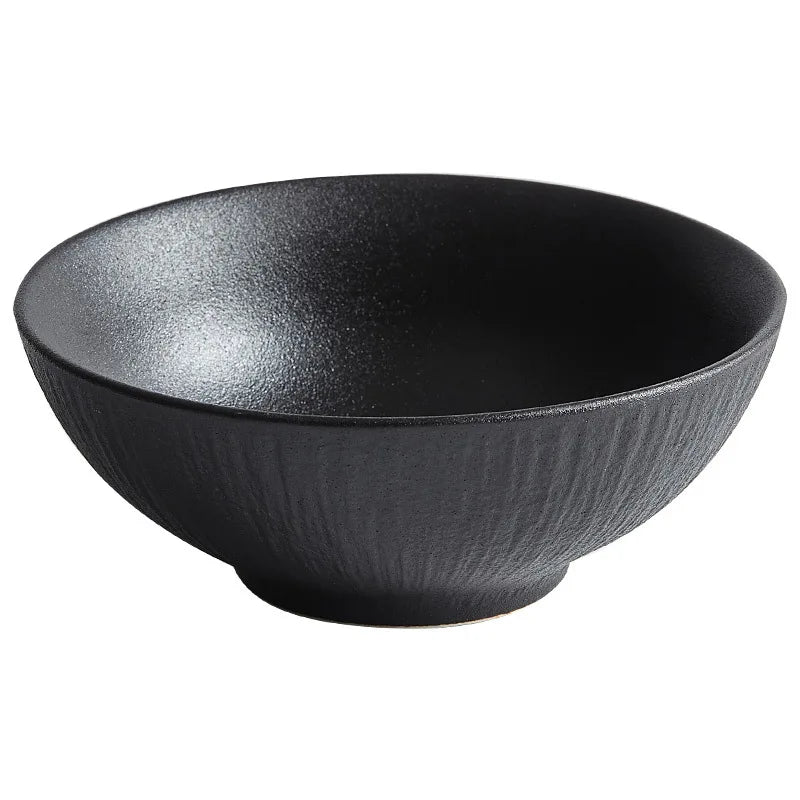 Black and white ceramic tableware, plates, plates, household eating bowls, soup bowls, high-end luxury Japanese tableware sets.
