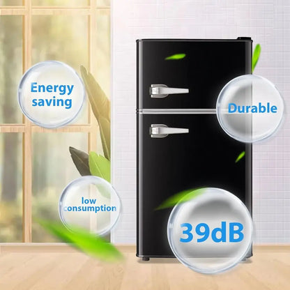 Compact 3.5 Cu. Ft. Mini Fridge with Freezer, Adjustable Shelves, Ideal for Dorm, Office, Bedroom - Sleek Black