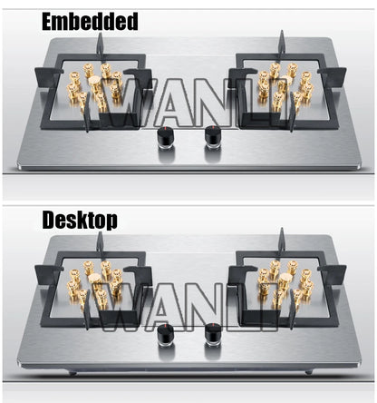 2025 419D 7.0KW Stainless Steel Double-head Fierce Stove /Household  Embedded Dual-Purpose Natural Liquefied Gas Stove