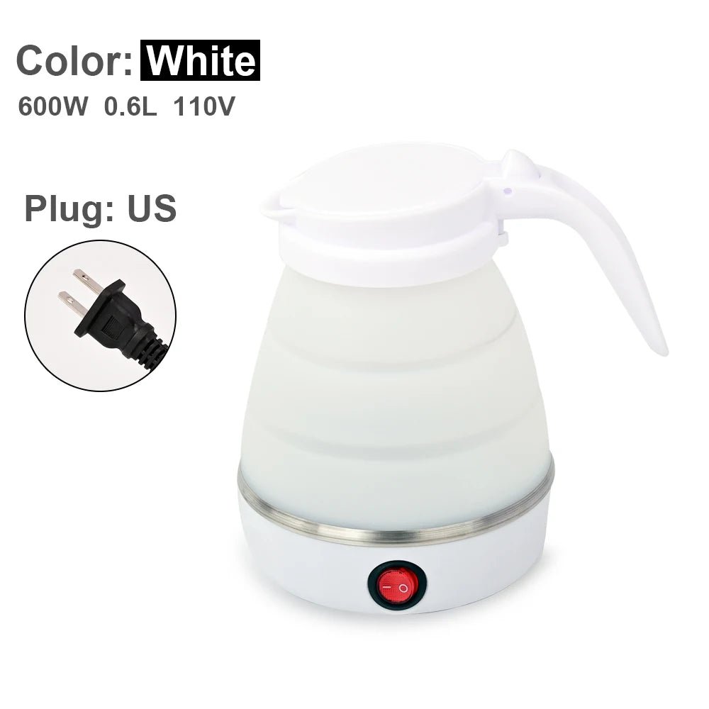 0.6L Mini foldable electric kettle portable electric kettle household travel water heater silicone compression 110V-220V