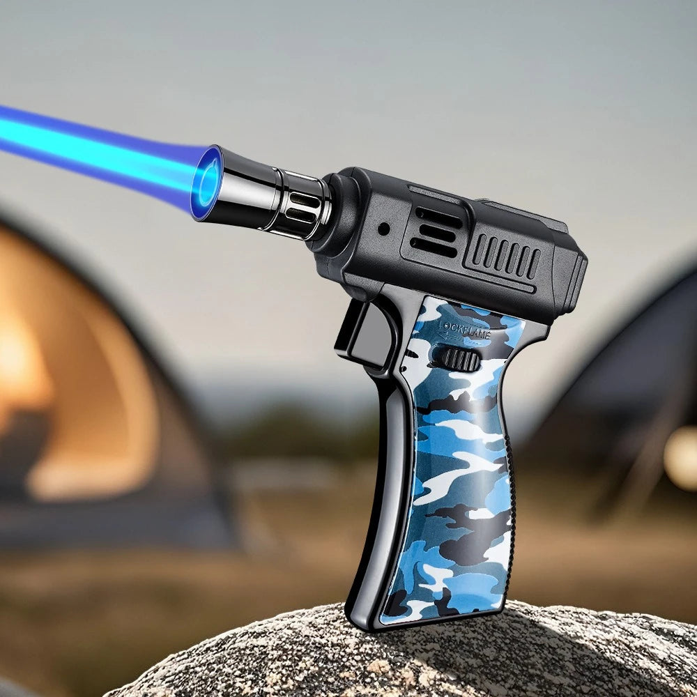 BBQ Barbecue Powerful Metal Gas Lighter Windproof Turbo Jet Blue Flame Kitchen Torch Cigar Smoking Accessories Gun Company