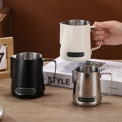 Coffee Milk Frother Jug Temperature Sensing Patch Stainless Steel Accurate Scale Volume Control Advanced Professional CoffeeTool