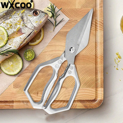 WXCOO Professional Scissor Set Stainless Steel Kitchen Knives BBQ Meat Cutting Japanese Santoku Knife Kitchen Supplies