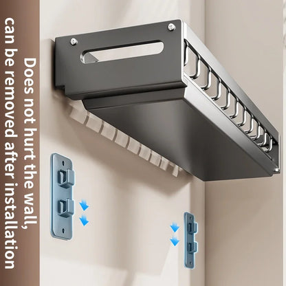 Floating Wall Drainer for Kitchen Dishes Multifunction Divider Spoon Kitchen Accessories Holder Organizers Storage Shelf Rack