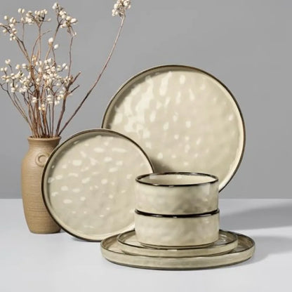 Dinnerware Sets 12-Piece Plates and Bowls Set Stoneware Dish Set for 4 Ceramic Dinnerware for Home Restaurant Chip and Scratch