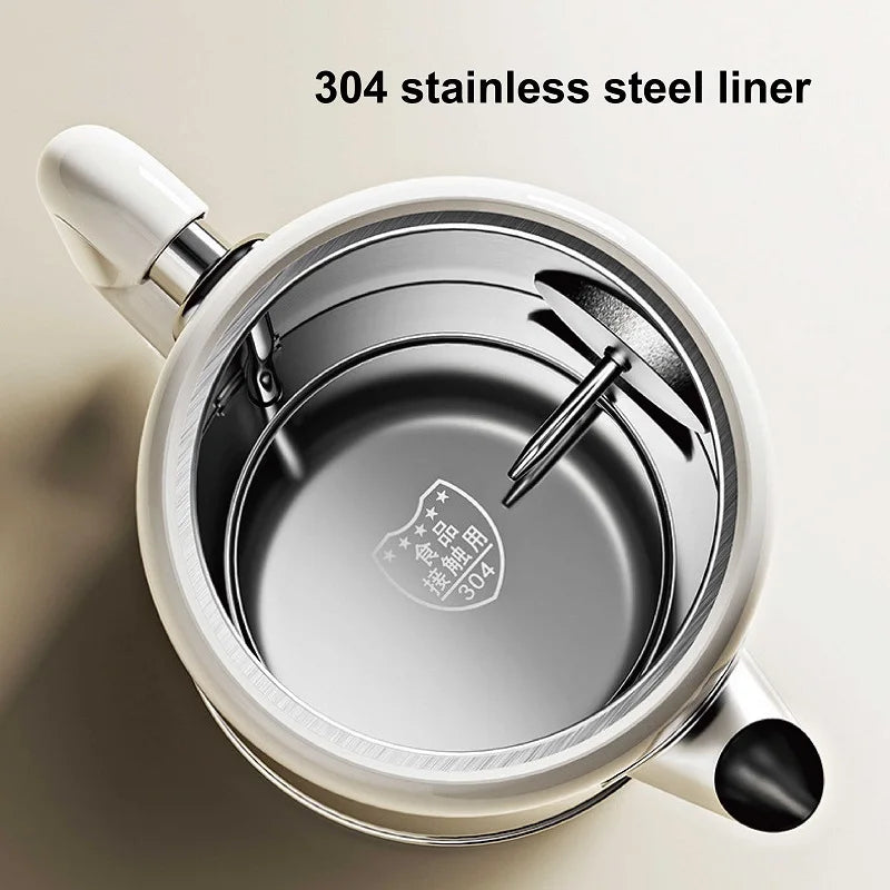 1500W Vintage Electric Kettle 304 stainless steel Fast Heating Water Boiler With Thermometer Home Water Boiling Cooking Pot 1.8L