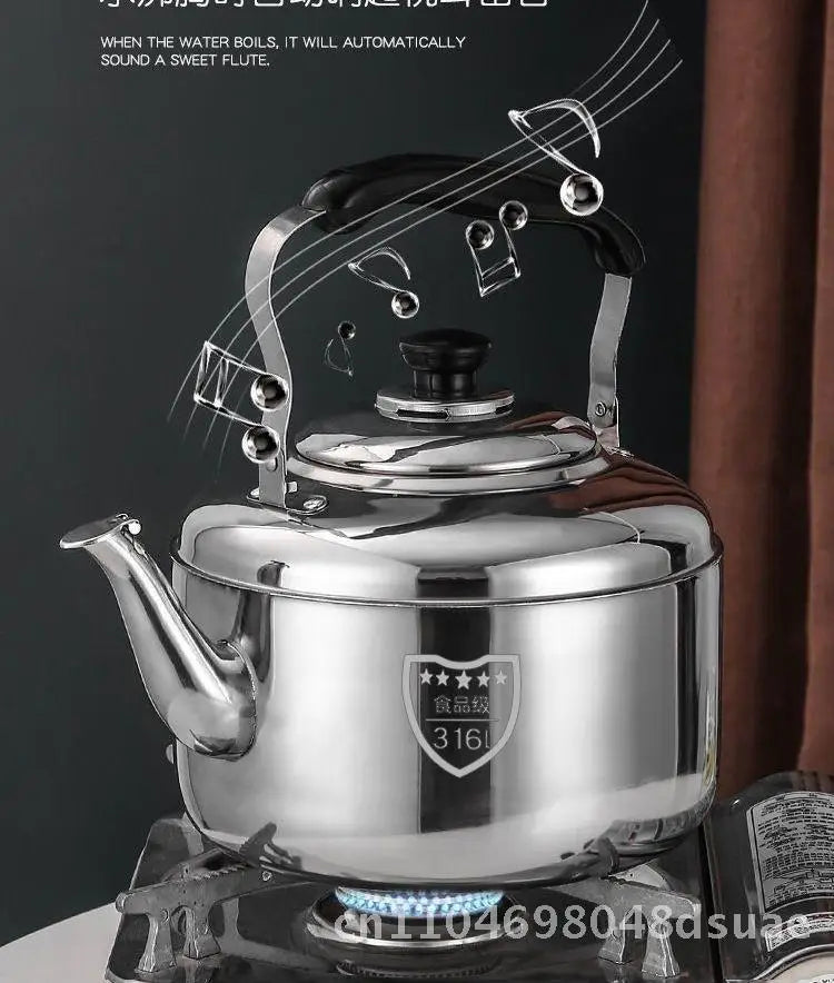 Stainless Steel Whistle Water Kettle Large Capacity 7.5L Insulated for Home Use Compatible with Gas And Induction Cookers Tea