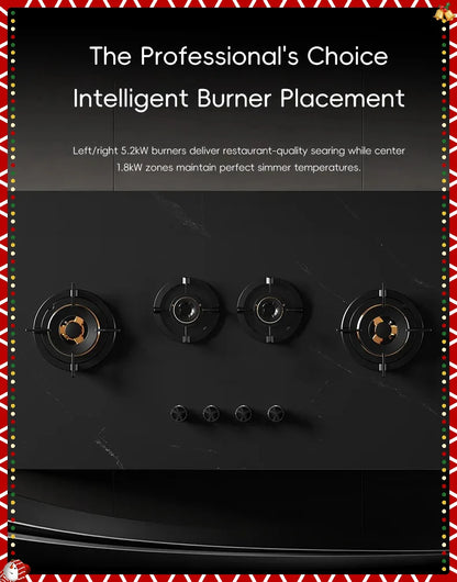 Hidden Built-in 4-Burner Gas Stove, Home Kitchen Range, Seamless Countertop Installation, Gas Cooktop for Residential Use
