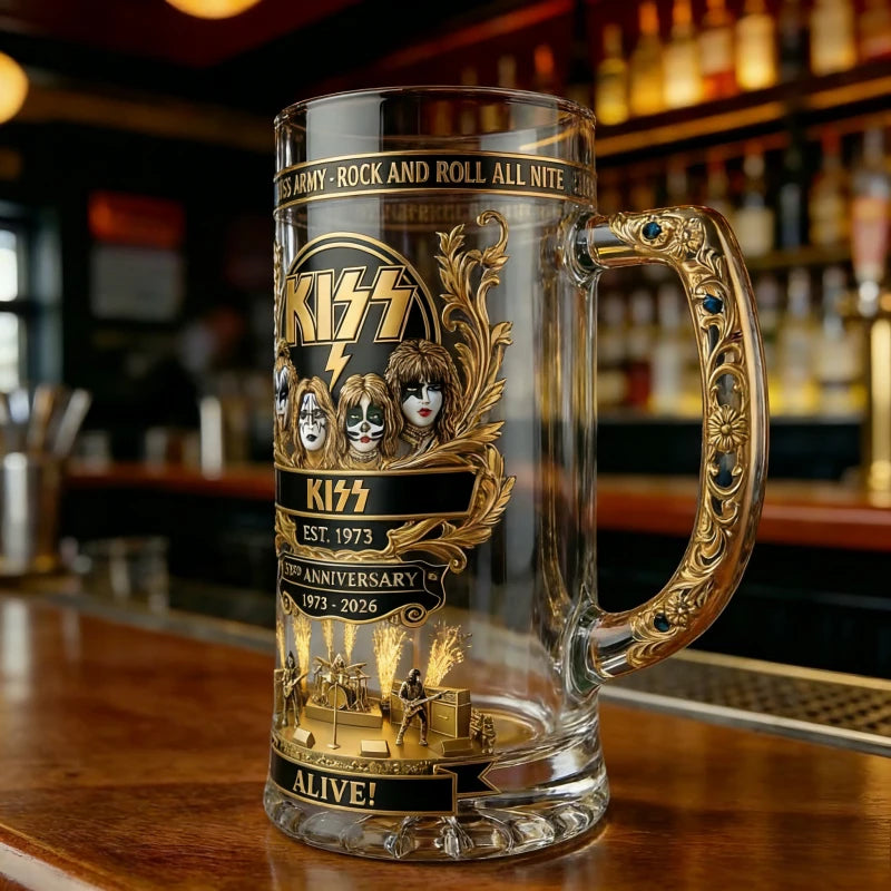 KISS 53rd Anniversary Commemorative Beer Mug Collectible Glass Tankard Barware Gift