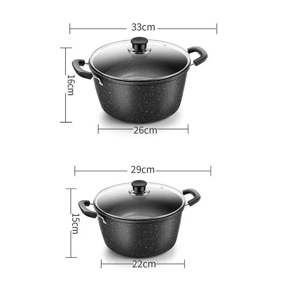 Maifan Stone Soup Pot Universal Two Ears Non-stick Kitchen Cooking with Lid Household Saucepan Stock Gas Induction Cooker