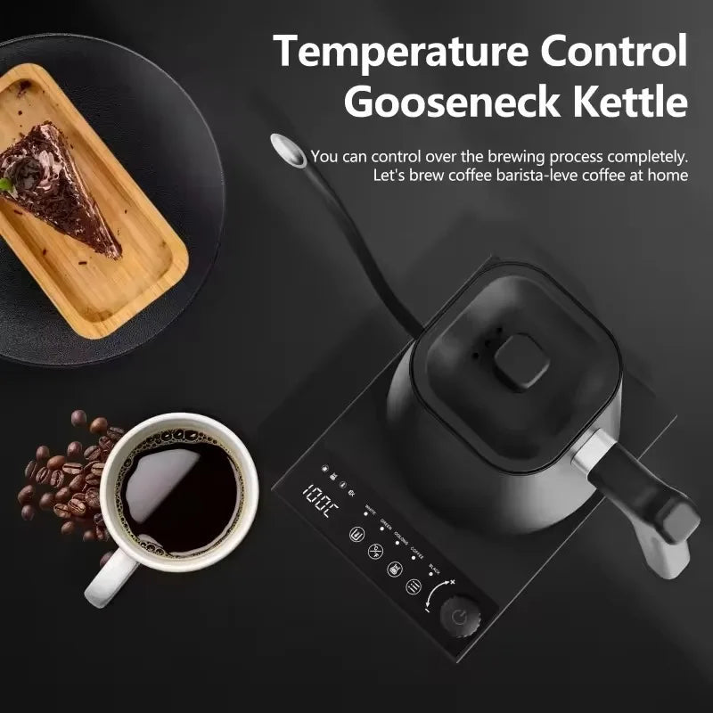 110V 220V 1000W Premium Stainless Steel Ultra-Fast Hot Water Boiler 40-100℃ 600ML Electric Gooseneck Pour Over Coffee Kettle