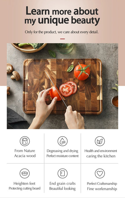 XINZUO Acacia Wood Cutting Board Cut Bread Fruit Meat Quality Kitchen Wooden Chopping Blocks Non-slip Kitchen Tools