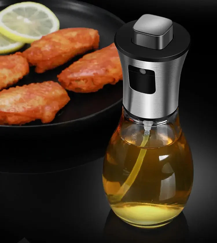 Kitchen Oil Sprayer for Cooking,6.8oz/200ml Olive Oil or Vinegar, Trigger Design,Stainless Steel Vinegar Glass Spray Bottle