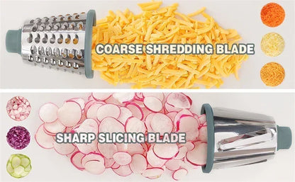 Vegetable Cutter & Slicer Manual Kitchen Cheese Chopper Machine With 3 Sharp Drums Multifunctional Garlic Potato Shredder