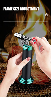 Spray Gun Inflatable Lighter Strong Blue Flame Adjustable Flame Size 360° Inverted Use Outdoor Home Use Gadgets