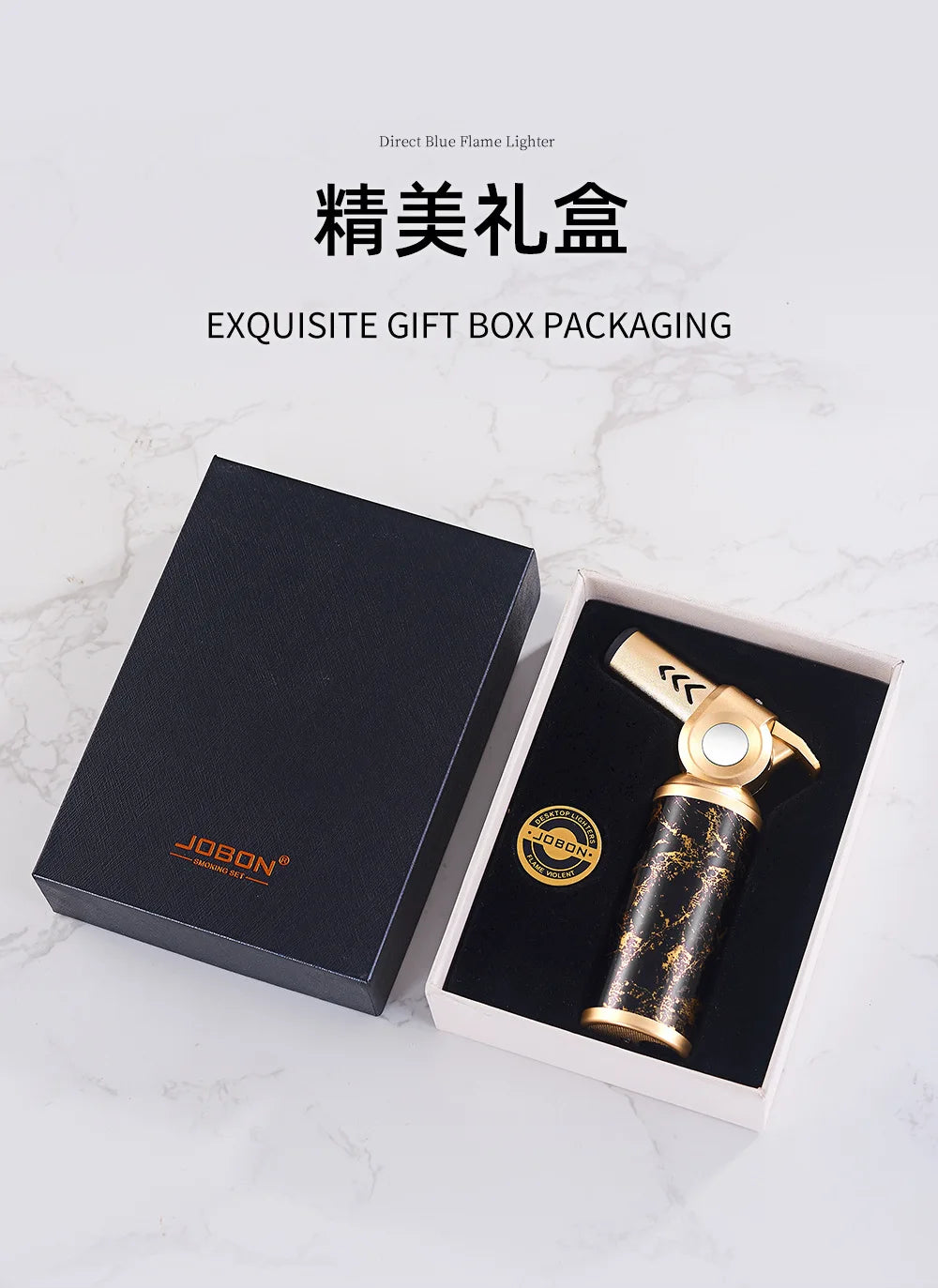 JOBON Metal Windproof Cigar Lighter Camping Kitchen BBQ Baking Tool Welding Gun Turbine Torch Lighters smoke accesoires