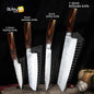 Kitchen Knives Japanese Chef Knife Set 7CR17 High Carbon Steel Full Tang Hammered Non-Stick Santoku Knifes Utility Meat Cleaver