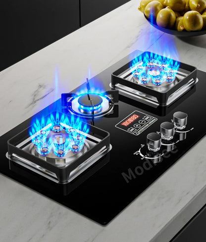 Built In Gas Hob 3 Burner Stove Dual Fuel LPG LNG Fierce Fire 3 Dual-Use Stoves For Household Kitchen High Pressure Fierce Flame