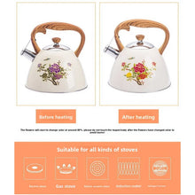 3L Color-Changing Flower Whistling Kettle, Stainless Steel Visual Alert When Water Boils, for Induction & Gas