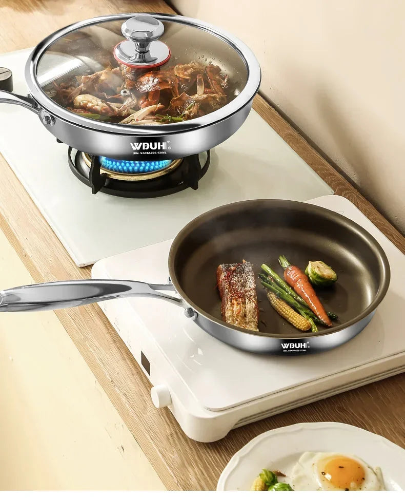 Titanium Pan Non-stick Frying Pan Household Wok Steak Frying Pan Induction Cooker Gas Stove Special  Wok Frying