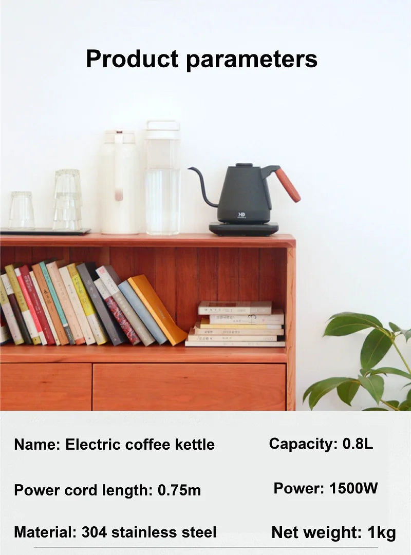 Home Electric Kettle 800ml Gooseneck Jug Hand brew Coffee Pot Thermo Pot Temperature-Control Heating Water Bottle Smart Teapot