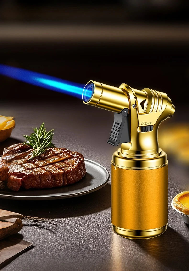 Butane Torch Gas Lighter Windproof Metal Inflatale Smoking Accessories and Outdoor Cigar Ignition Tool High Flame Flamethrower