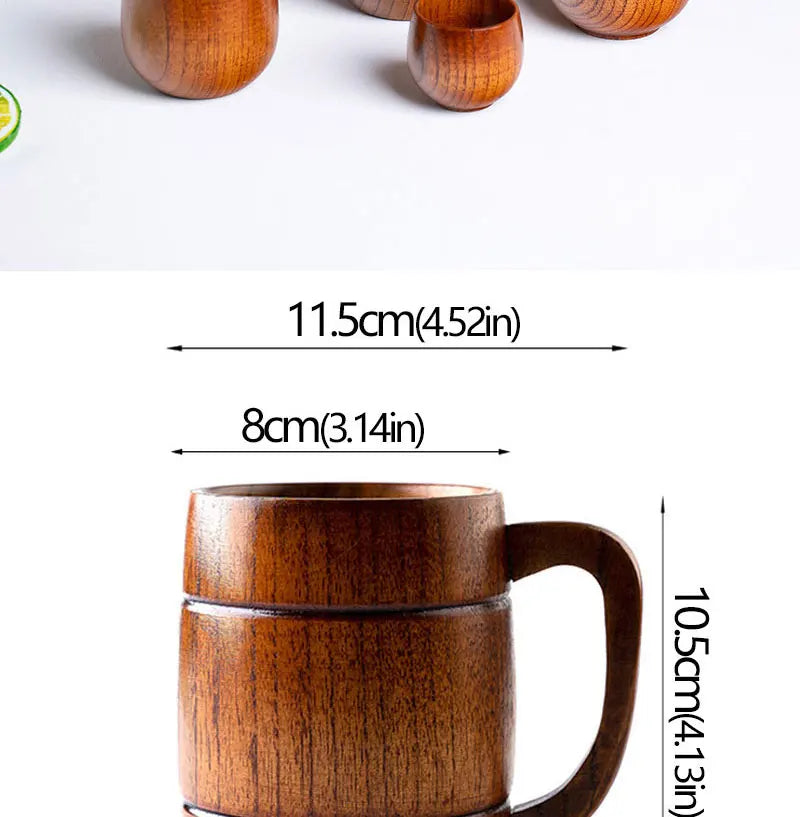 Wooden Cups Handmade Jujube Wood Handle Cups Handle Beer Coffee Milk Tea Mug Handmade Natural Kitchen Bar Drinkware Cup