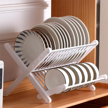 Dish Drying Rack Plates Pan Fold Shelf Plastic Kitchen Organizer Holder Dish Rack Sink Draining Bowl Storage Stand