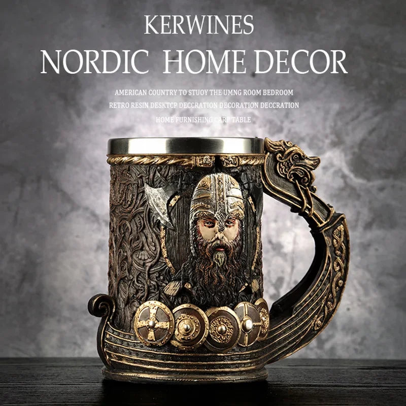 3D Beer Mugs Coffee Cups Gothic Goblet Iron Tankard Stainless Steel Resin Wine Glass Mug 600ML Skull Father's Day Gift 1 pcs