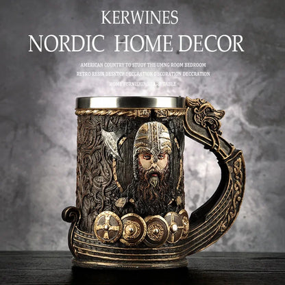3D Beer Mugs Coffee Cups Gothic Goblet Iron Tankard Stainless Steel Resin Wine Glass Mug 600ML Skull Father's Day Gift 1 pcs