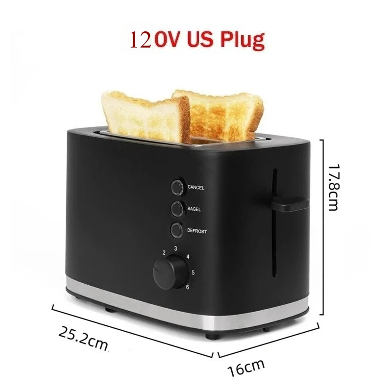 110V/220V Electric Toaster Automatic Bread Baking Machine Stainless steel Household Breakfast Toast Oven Sandwich Grill 2 Slice